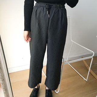 Striped Drawstring Straight Cut Pants