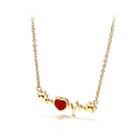 Fashion And Cute Plated Gold Heart-shaped Paw 316l Stainless Steel Necklace With Red Cubic Zirconia Golden - One Size