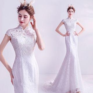 Cap-sleeve Mermaid Wedding Gown