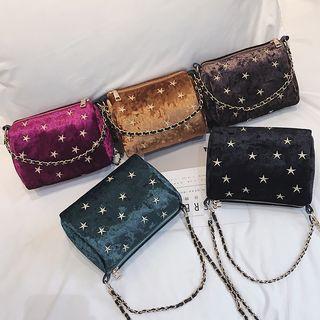 Velvet Star Embroidery Crossbody Bag