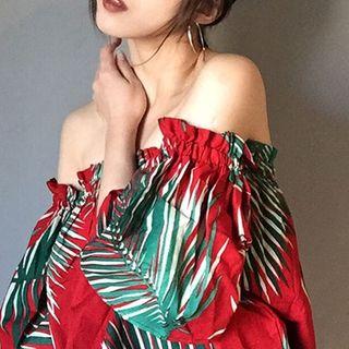 Tropical Print Elbow Sleeve Top