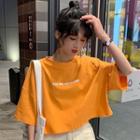 Elbow-sleeve Lettering T-shirt / Set