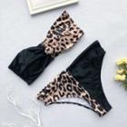 Strapless Wrap Leopard Print Bikini