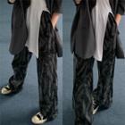 Print Loose-fit Pants Black & Gray - One Size