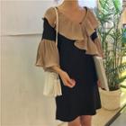 Ruffled 3/4-sleeve Shift Dress