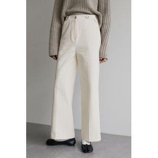 Tab-button Wide-leg Pants