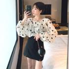 Heart Print Cut-out Blouse