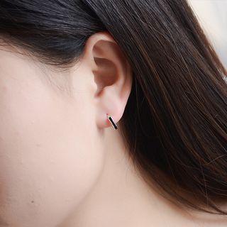 925 Sterling Silver Bar Earring 1 Pair - Black Bar Earring - One Size
