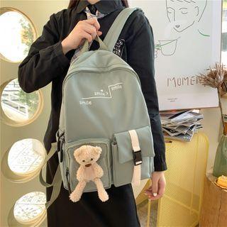 Bear Applique Lettering Nylon Backpack