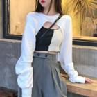 Cropped Sweater Vest / Two-tone Camisole Top