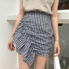 Ruffle Trim Gingham Mini Skirt