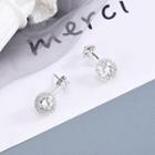 925 Sterling Silver Rhinestone Dangle Earring 1 Pair - Es922 - Platinum - One Size