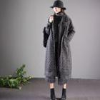 Padded Patterned Buttoned Long Coat