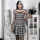 Plaid Mini A-line Tube Dress