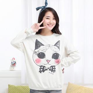 Dolman-sleeve Printed Sweatshirt