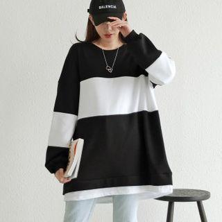 Two-tone Layered-hem T-shirt