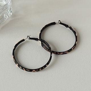 Leopard Print Hoop Earring 1 Pair - C - 338 - Leopard - Coffee - One Size