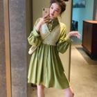 Mock Two-piece A-line Mini Shirtdress