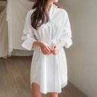 Loose-fit Shirtdress With Sash White - One Size