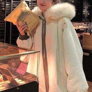 Plain Zip Long-sleeve Hooded Coat