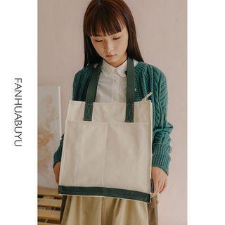 Contrast Color Canvas Tote Bag
