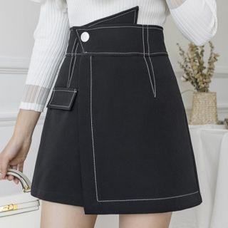 Contrast Trim Asymmetrical Skort