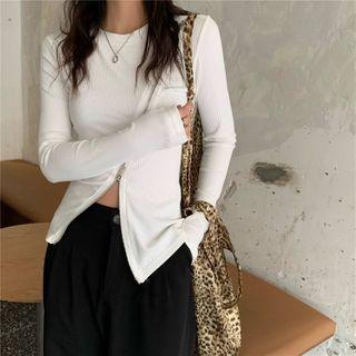 Long-sleeve Zip-detail Top