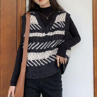 Jacquard Knit Vest / T-shirt / Top