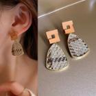 Drop Earring 1 Pair - Brown & Beige & Gold - One Size