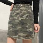 Camo Print Mini Denim Skirt