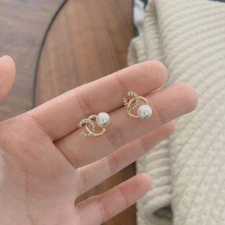 Faux Pearl Ear Stud 1 Pc - As Shown In Figure - One Size