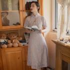 Traditional Chinese Short-sleeve Lace A-line Dress