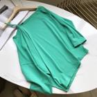 Long-sleeve Cold Shoulder Top Green - One Size
