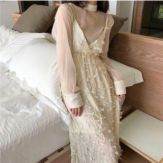 Mock Neck Mesh Blouse