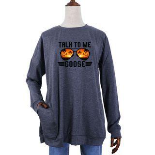 Long-sleeve Sunglasses Print T-shirt