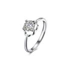 925 Sterling Silver Fashion Simple Flower Cubic Zircon Adjustable Ring Silver - One Size