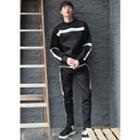 Set: Contrast-trim Pullover + Drawstring-waist Sweatpants