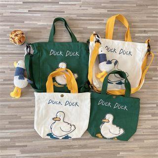 Duck Embroidered Canvas Lunch Bag