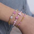 Set Of 3: Faux Gemstone Faux Pearl Bracelet (various Designs) Set Of 3 - 2295 - Pink - One Size