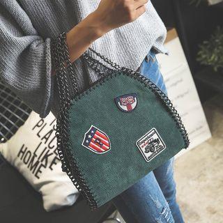 Patch Embroidered Chain Strap Handbag
