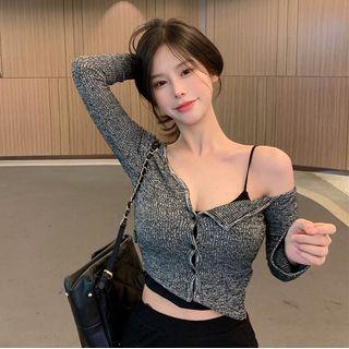 Long Sleeve Irregular One-shoulder Cardigan
