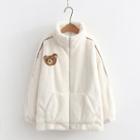 Bear Embroidered Zip Jacket Off-white - One Size