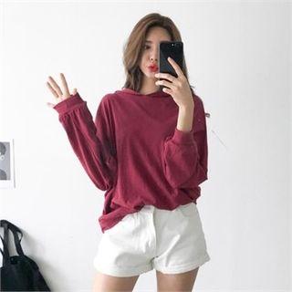 Colored Oversized Hooded Pullover