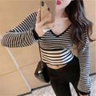 Color Block Striped Long-sleeve Knit Top