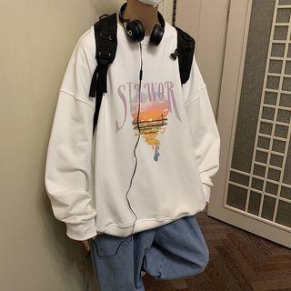 Long Sleeve Heart Print Oversized T-shirt