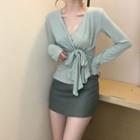 Tie-waist V-neck Long-sleeve Top
