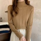 Long-sleeve High-neck Sheath Knit Sweater