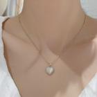 Heart Cat Eye Stone Pendant Alloy Necklace Love Heart Necklace - Gold - One Size