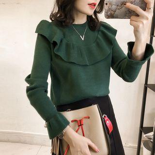 Ruffled Bell-sleeve Sweater