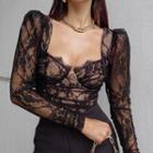 Lace See Through Round Neck Skinny Top